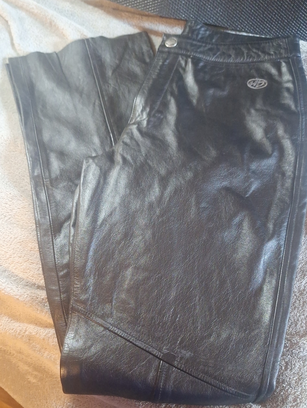 Harley Davidson Black Leather Pants with Subtle Logo